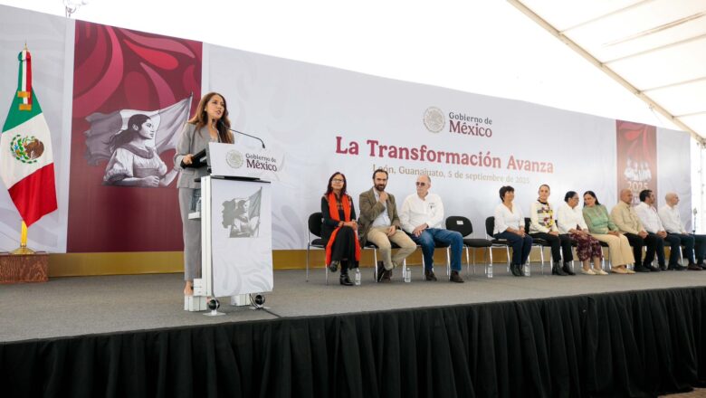 El primer informe regional de la Presidenta Sheinbaum lo hace en Guanajuato y reconoce que se han disminuido los delitos en un 60 %
